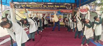 योग दिवस के पूर्वाभ्यास में “नशा मुक्त भारत” हेतु बच्चों ने लिया संकल्प