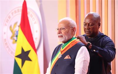 प्रधानमंत्री मोदी को घाना का सर्वोच्च राष्ट्रीय सम्मान, दोनों देशों के बीच अहम समझौते