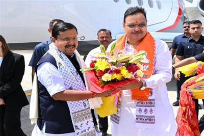 भाजपा अध्यक्ष नितिन नबीन का राजस्थान दौरा : जयपुर एयरपोर्ट पर CM भजनलाल शर्मा ने किया स्वागत