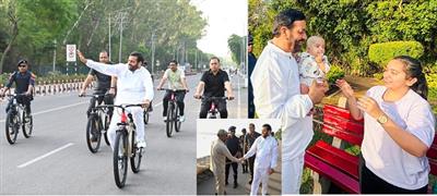 सेहत भी, तेल की बचत भी : सुबह-सुबह साइकिल चलाकर सुखना लेक पहुंचे हरियाणा के मुख्यमंत्री नायब सिंह सैनी, स्वच्छाग्रहियों और बच्चों से की मुलाकात