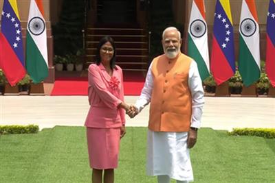 प्रधानमंत्री मोदी से मिलीं वेनेजुएला की कार्यवाहक राष्ट्रपति रोड्रिगेज, हैदराबाद हाउस में द्विपक्षीय वार्ता