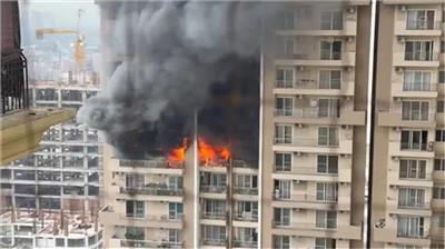 Noida के सेक्टर 75 में आइवी काउंटी के एक अपार्टमेंट में लगी भीषण आग, दमकल की गाड़ियां मौके पर पहुंचीं