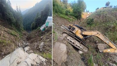 बगस्याड़ में LNT मशीन लेकर जा रहा ट्रक खाई में गिरा, चालक की मौत
