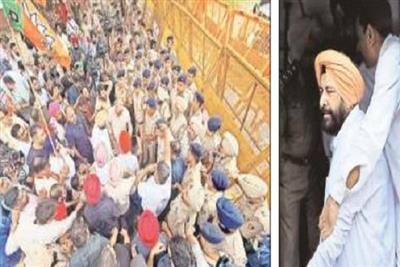 ਪੰਜਾਬ ਭਾਜਪਾ ਨੇ ਸੂਬਾ ਕਾਂਗਰਸ ਦਫ਼ਤਰ ਨੇੜੇ ਕੀਤਾ ਪ੍ਰਦਰਸ਼ਨ, ਢਿੱਲੋਂ ਸਮੇਤ ਕਈ ਹਿਰਾਸਤ ’ਚ