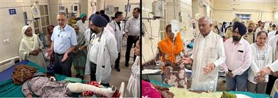 गांव अलीशेर हादसे में घायल मनरेगा कर्मियों का कैबिनेट मंत्री बरिंदर कुमार गोयल और डॉ. बलबीर सिंह ने राजिंदरा अस्पताल में जाना हाल-चाल